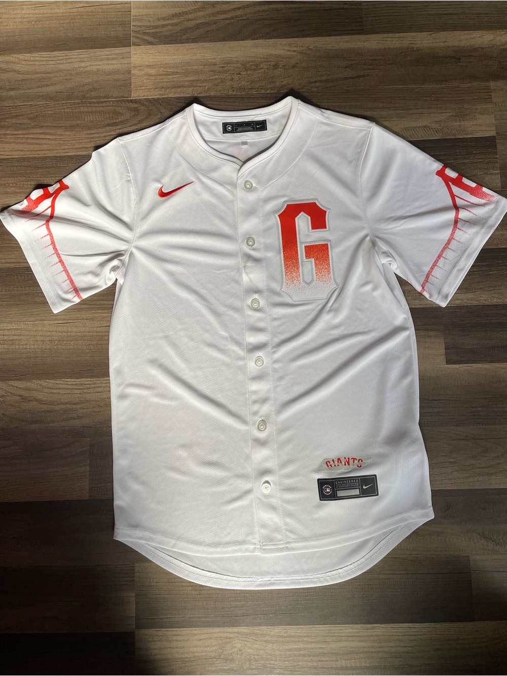 Nike GIANTS Baseball MLB White & Orange Baseball Button-Up Jersey